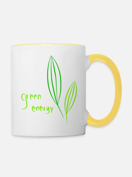 green energy - Tasse zweifarbig - Weiß/Gelb