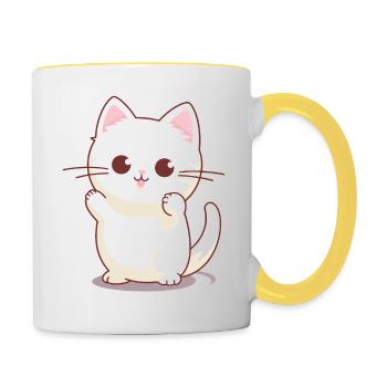 Mignon Kitten Design #6 - Mug contrasté - blanc/jaune - Droite