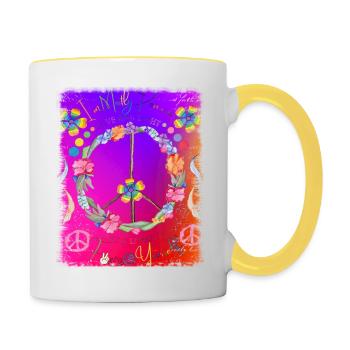 Hippie soul groovy Summer time Good vibes 70s 80s - Contrasting Mug - white/yellow - Right