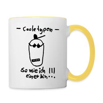Coole Typen so wie ich einer bin - Tasse zweifarbig - Weiß/Gelb - Rechts