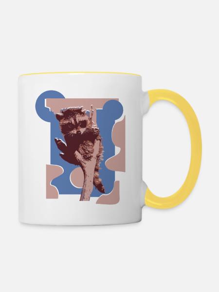 Wildtiere - Tasse zweifarbig - Weiß/Gelb