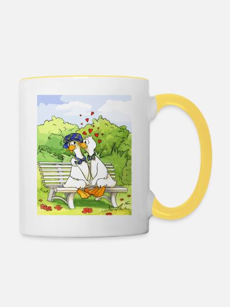 Enten im Park - Tasse zweifarbig - Weiß/Gelb