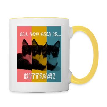 Kittens (colour) - Contrasting Mug - white/yellow - Right