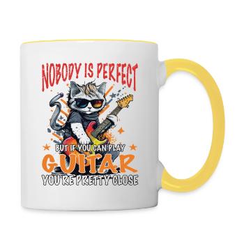 Guitar Cat - Nobody Is Perfect - Guitarist - Contrasting Mug - white/yellow - Right