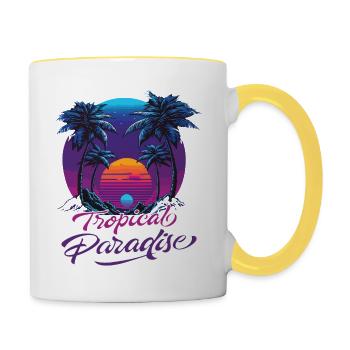 Tropical Paradise Sunset - Contrasting Mug - white/yellow - Right
