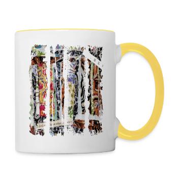 Newspaper Clips Scrapbook Magazines Alphabet Code - Contrasting Mug - white/yellow - Right