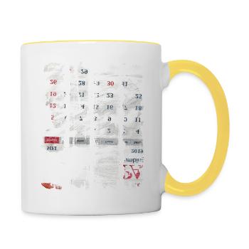 Zeitungsausschnitte Sammelalbum Zeitschriften Alphabet Code - Tasse zweifarbig - Weiß/Gelb - Rechts