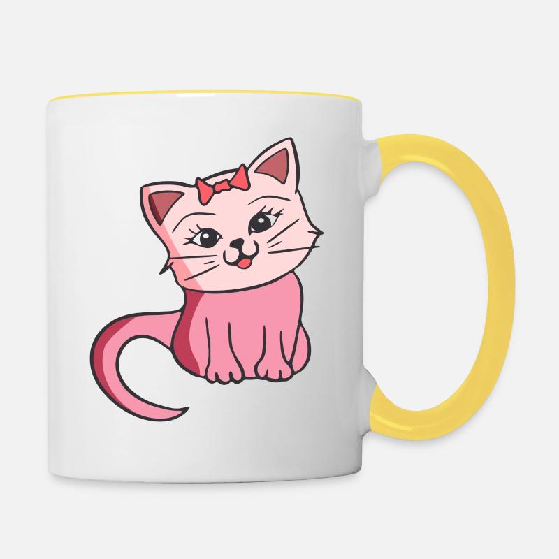 Chat mignon - Mug contrasté - blanc/jaune