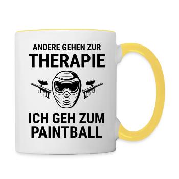 Paintball Airsoft - Tasse zweifarbig - Weiß/Gelb - Rechts