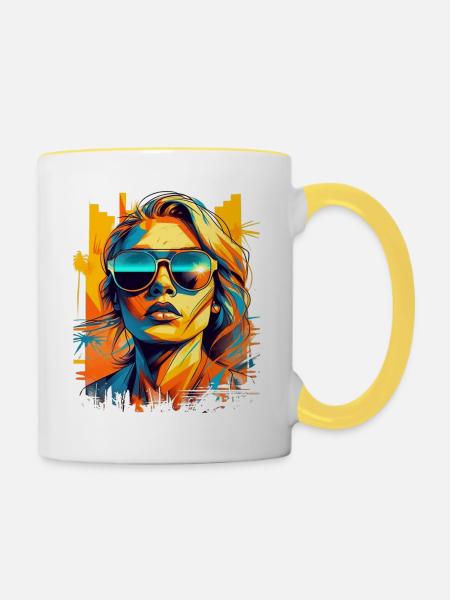 Surferin - Tasse zweifarbig - Weiß/Gelb