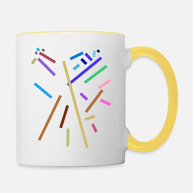 Minimal strokes pattern - Contrasting Mug - white/yellow
