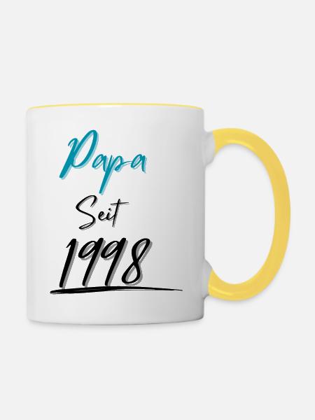 Papa seit 1998 - Tasse zweifarbig - Weiß/Gelb