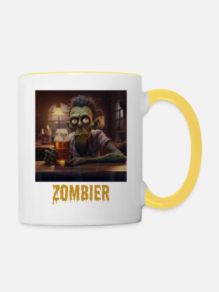 Zombier - Tasse zweifarbig - Weiß/Gelb