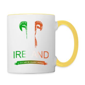 Irlande Irlande moutons - Mug contrasté - blanc/jaune - Droite
