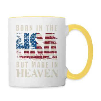Born in the USA Made in Heaven - Contrasting Mug - white/yellow - Right