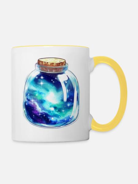 Platz in einem Glas - Tasse zweifarbig - Weiß/Gelb