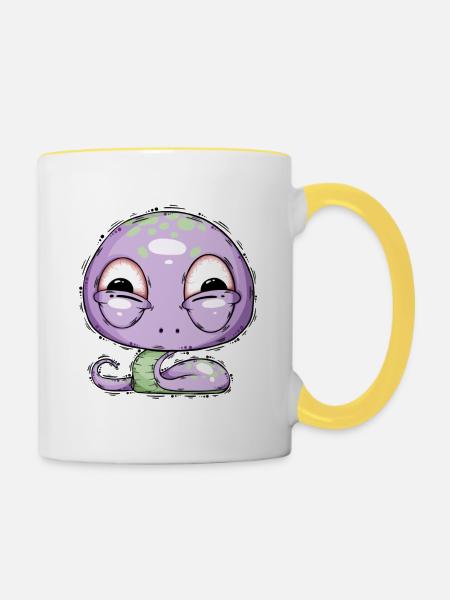 Schlange mit Schlafmangel - Tasse zweifarbig - Weiß/Gelb