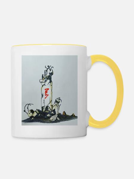 Zerstörung - Tasse zweifarbig - Weiß/Gelb