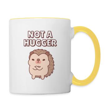 Drôle de hérisson grincheux pas un câlin - Mug contrasté - blanc/jaune - Droite