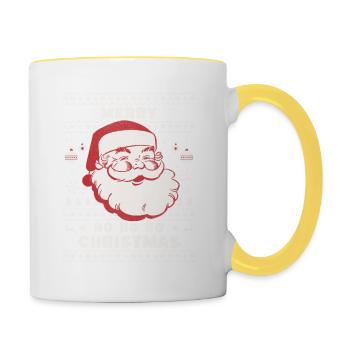 Ho Ho Ho! Frohe Weihnachten vom Weihnachtsmann! - Tasse zweifarbig - Weiß/Gelb - Rechts