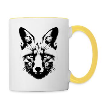 Fuchs Tierleben | Fox - Tasse zweifarbig - Weiß/Gelb - Rechts