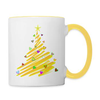 Christmas Hearts Tree - Contrasting Mug - white/yellow - Right