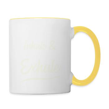 yoga - inhale & exhale - Tasse zweifarbig - Weiß/Gelb - Rechts