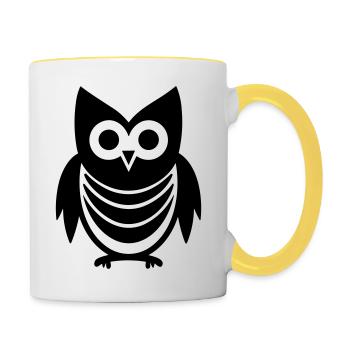 Steinkauz - Tasse zweifarbig - Weiß/Gelb - Rechts