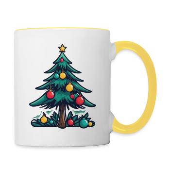Christmas Tree Christmas Drawing - Contrasting Mug - white/yellow - Right