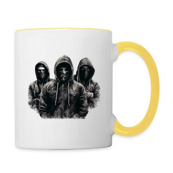 Bad Boys Frankfurt Hessen FFM Frankfurter Ultras - Tasse zweifarbig - Weiß/Gelb - Rechts
