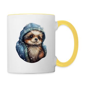 Artistic Golden Retriever with anorak - Contrasting Mug - white/yellow - Right