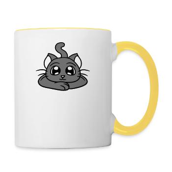 Désolé, je ne peux pas, j’ai des plans avec ma blague de chat en disant - Mug contrasté - blanc/jaune - Droite
