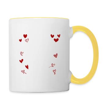 you can't stop asking when we are having baby now - Contrasting Mug - white/yellow - Right