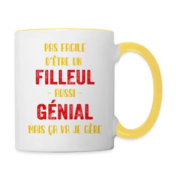 Super Filleul génial meilleur Filleul - Mug contrasté - blanc/jaune - Droite