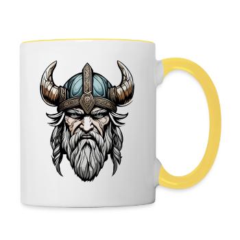 Wikinger / Thor / Odin / nordisch / keltisch - Tasse zweifarbig - Weiß/Gelb - Rechts