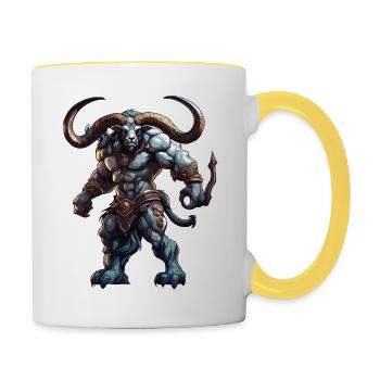 Minotaure / Mythologie grecque / Créature - Mug contrasté - blanc/jaune - Droite