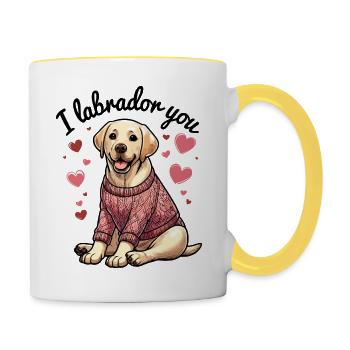 I Labrador You - Liebesbeweis - Freundschaft cute - Tasse zweifarbig - Weiß/Gelb - Rechts