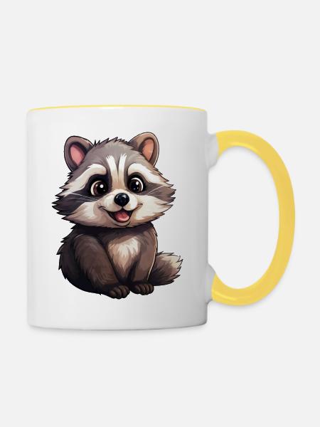 Baby Waschbär - Tasse zweifarbig - Weiß/Gelb