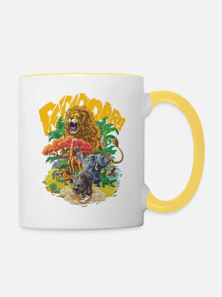 Tiere der Savanne #1 - Tasse zweifarbig - Weiß/Gelb