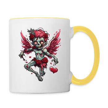 Cupid / Love / Arrow / Heart / Valentine's Day - Contrasting Mug - white/yellow - Right