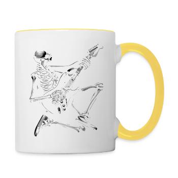 Squelette rockeur - Mug contrasté - blanc/jaune - Droite