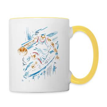Basketteur - Mug contrasté - blanc/jaune - Droite
