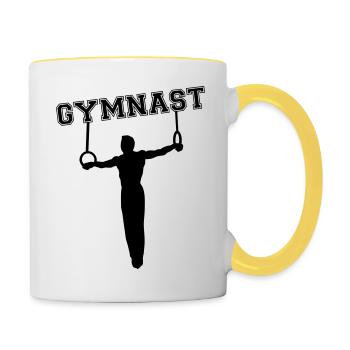 Turnen, Turner and Ringen, Männer und Jungs Turnen - Tasse zweifarbig - Weiß/Gelb - Rechts