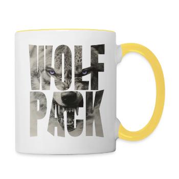 Wolfsrudel - Tasse zweifarbig - Weiß/Gelb - Rechts