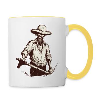 Paysan énervé n°2 - Mug contrasté - blanc/jaune - Droite