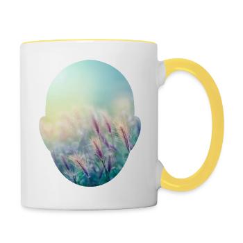 Wie der Wind durch meinen Kopf die Wiese wiegt - Tasse zweifarbig - Weiß/Gelb - Rechts
