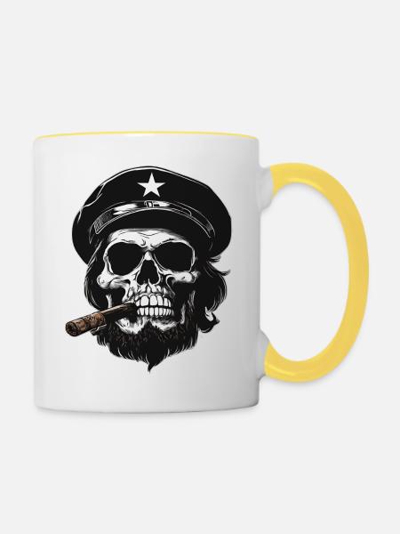 Che Schädel - Tasse zweifarbig - Weiß/Gelb