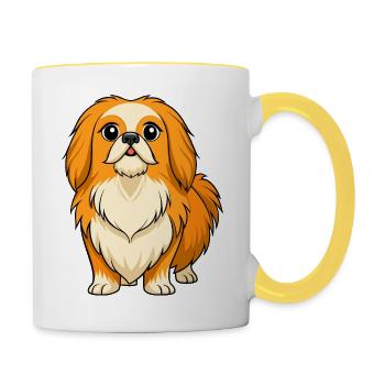Gediegene Pekinesische digitale Kunst - Tasse zweifarbig - Weiß/Gelb - Rechts