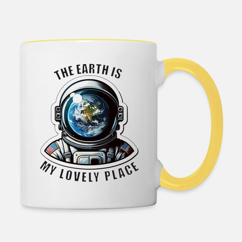Earth, Astronaut, Save the Planet,Space - Tasse zweifarbig - Weiß/Gelb