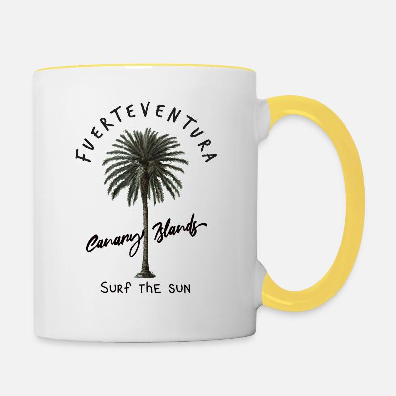 Fuerteventura Canary Islands Surf The Sun - Contrasting Mug - white/yellow